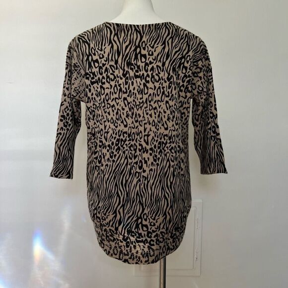 Dana Buchman Animal Print Sweater 3/4 sleeve - Picture 6 of 9